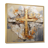 Gold Religious Minimalism Cross - Spiritual Canvas Wall Art