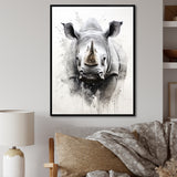 Mighty Stampede Rhinoceros - Rhinoceros Large Canvas Wall Art