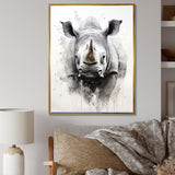 Mighty Stampede Rhinoceros - Rhinoceros Large Canvas Wall Art