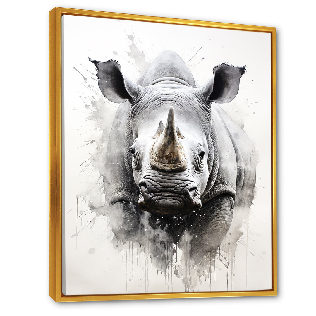 Mighty Stampede Rhinoceros - Rhinoceros Large Canvas Wall Art