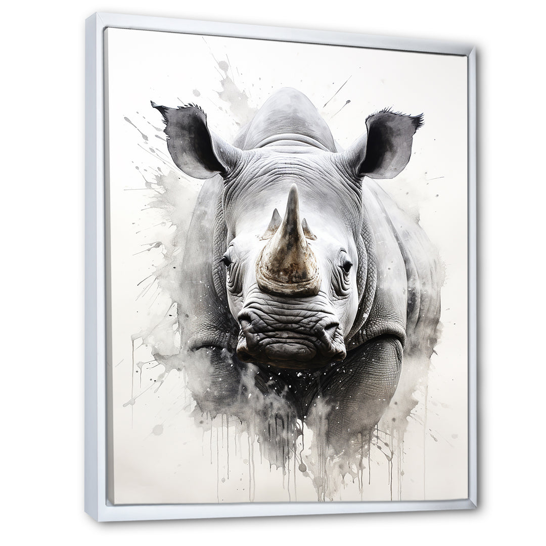 Mighty Stampede Rhinoceros - Rhinoceros Large Canvas Wall Art