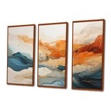 Abstract Orange And Blue River Ink - Canvas Multipanels Set of 3