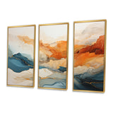 Abstract Orange And Blue River Ink - Canvas Multipanels Set of 3