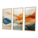 Abstract Orange And Blue River Ink - Canvas Multipanels Set of 3