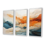 Abstract Orange And Blue River Ink - Canvas Multipanels Set of 3