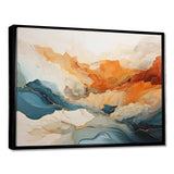 Abstract Orange And Blue River Ink - Abstract Canvas Wall Art