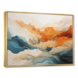 Abstract Orange And Blue River Ink - Abstract Canvas Wall Art