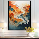 Abstract Orange And Blue River Ink I - Abstract Canvas Wall Art