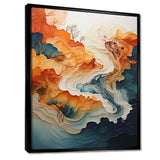 Abstract Orange And Blue River Ink I - Abstract Canvas Wall Art