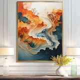 Abstract Orange And Blue River Ink I - Abstract Canvas Wall Art