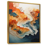 Abstract Orange And Blue River Ink I - Abstract Canvas Wall Art