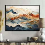 Abstract Orange And Blue River Ink III - Abstract Canvas Wall Art