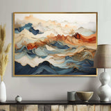 Abstract Orange And Blue River Ink III - Abstract Canvas Wall Art