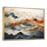 Abstract Orange And Blue River Ink III - Abstract Canvas Wall Art