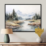 River Mountain In Minimal Canada II - Landscapes Canvas Wall Art