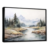 River Mountain In Minimal Canada II - Landscapes Canvas Wall Art