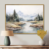 River Mountain In Minimal Canada II - Landscapes Canvas Wall Art