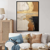 Abstract Beige Gold Road Collage IV - Abstract Canvas Wall Art