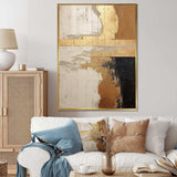 Abstract Beige Gold Road Collage IV - Abstract Canvas Wall Art