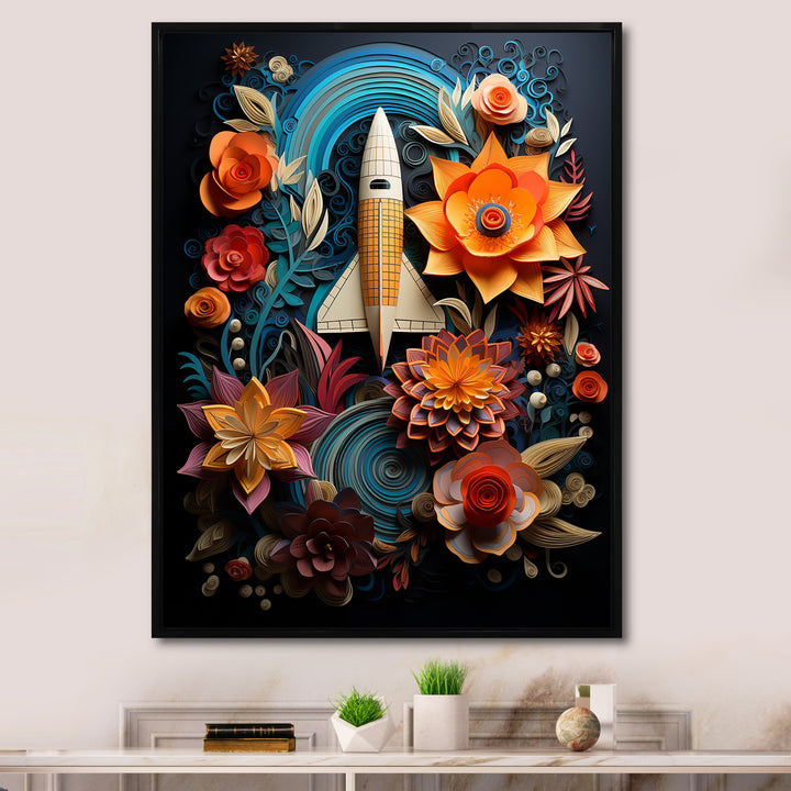 A Surrealism Space Shuttle Launch - Rocketship Canvas Wall Art