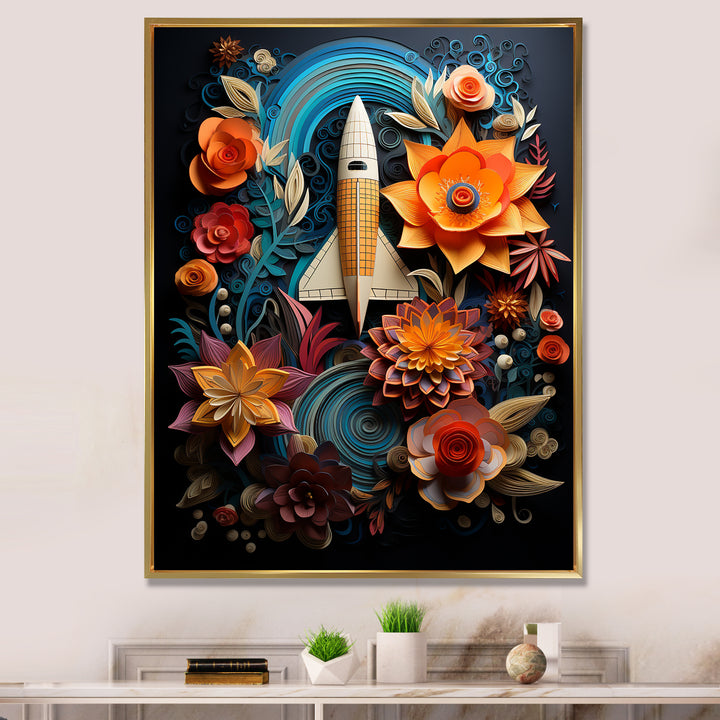 A Surrealism Space Shuttle Launch - Rocketship Canvas Wall Art
