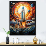 Moon Space Shuttle Blaze - Rocketship Canvas Wall Art