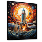 Moon Space Shuttle Blaze - Rocketship Canvas Wall Art