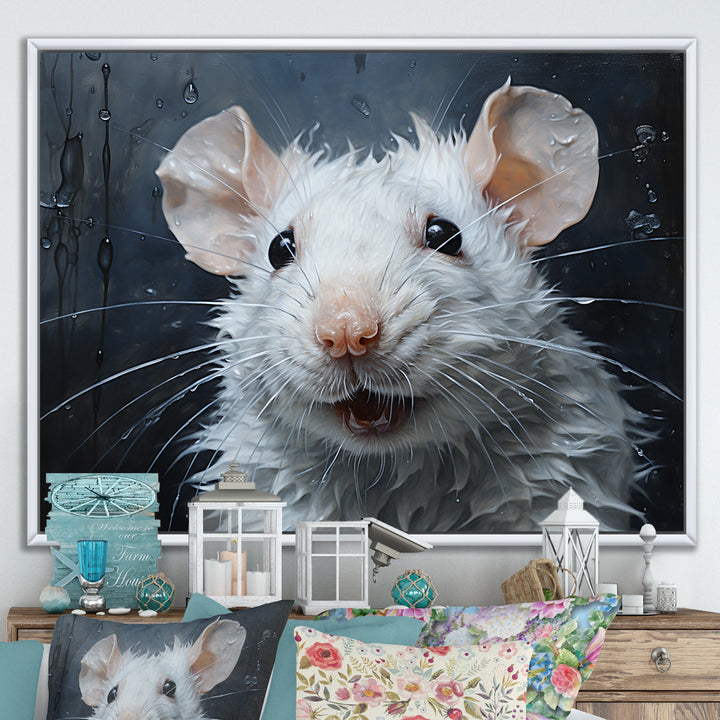 White Squeaky Rodent Painting - Rodent Canvas Wall Art