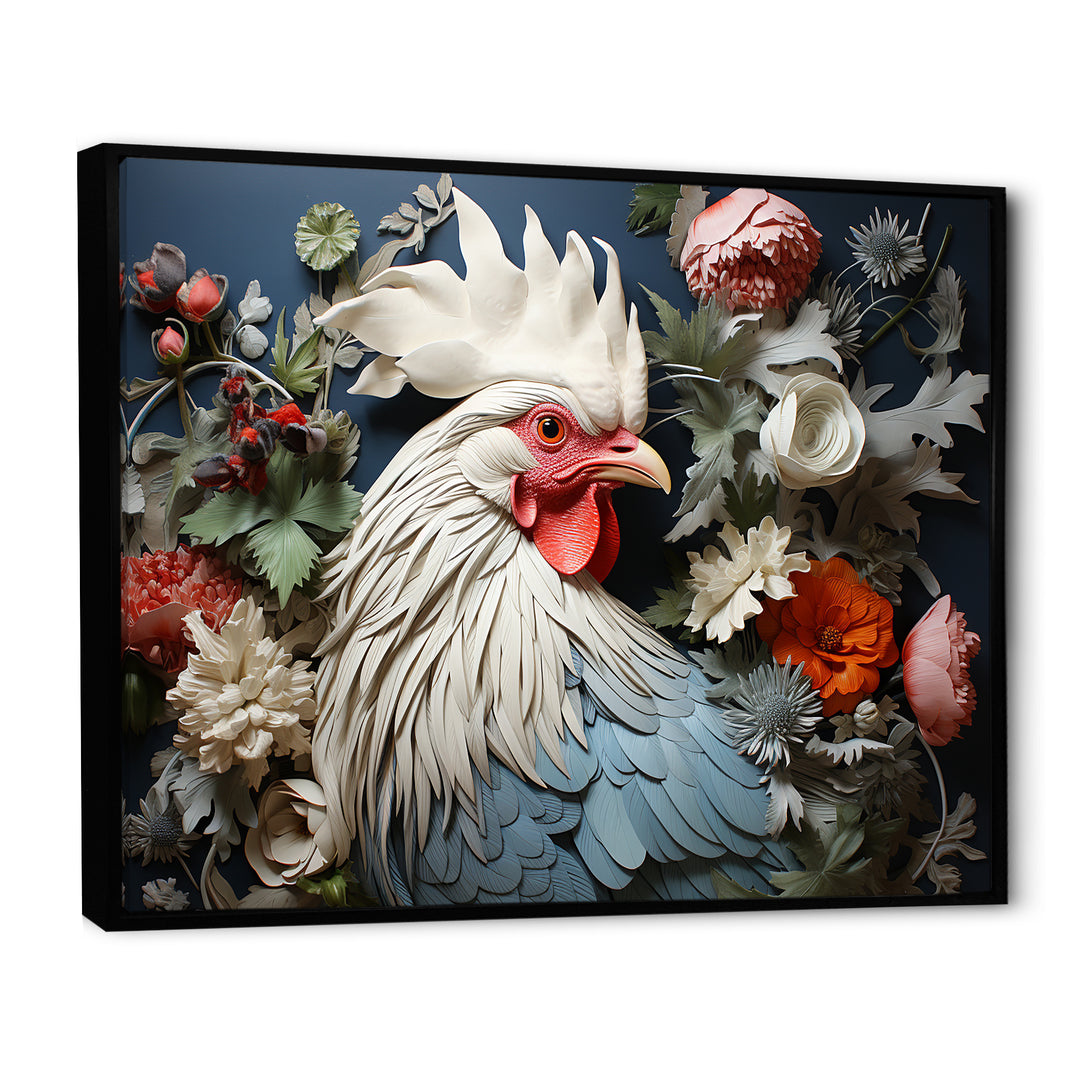 Loyal Flower Rooster Portrait - Rooster Wall Art Prints