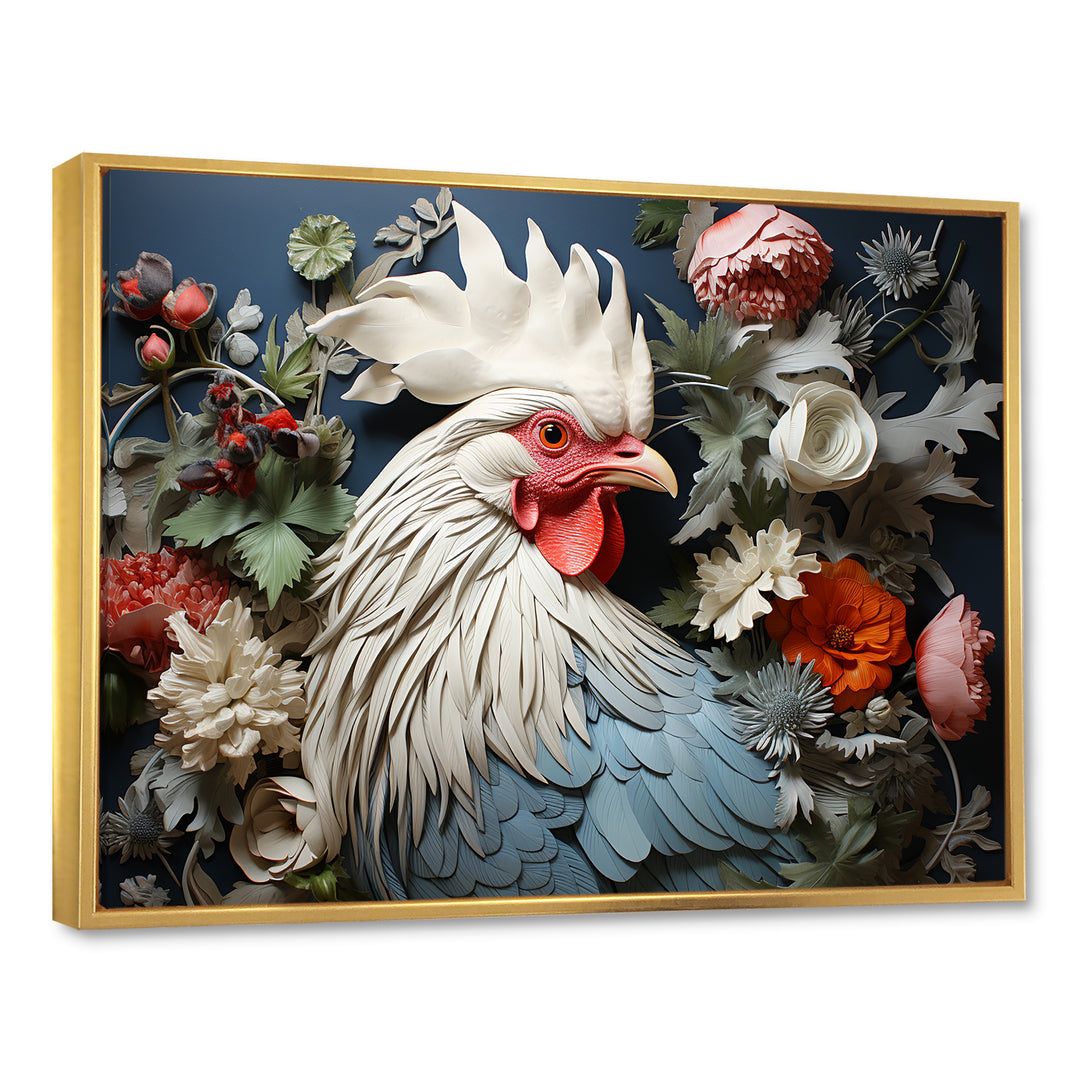 Loyal Flower Rooster Portrait - Rooster Wall Art Prints