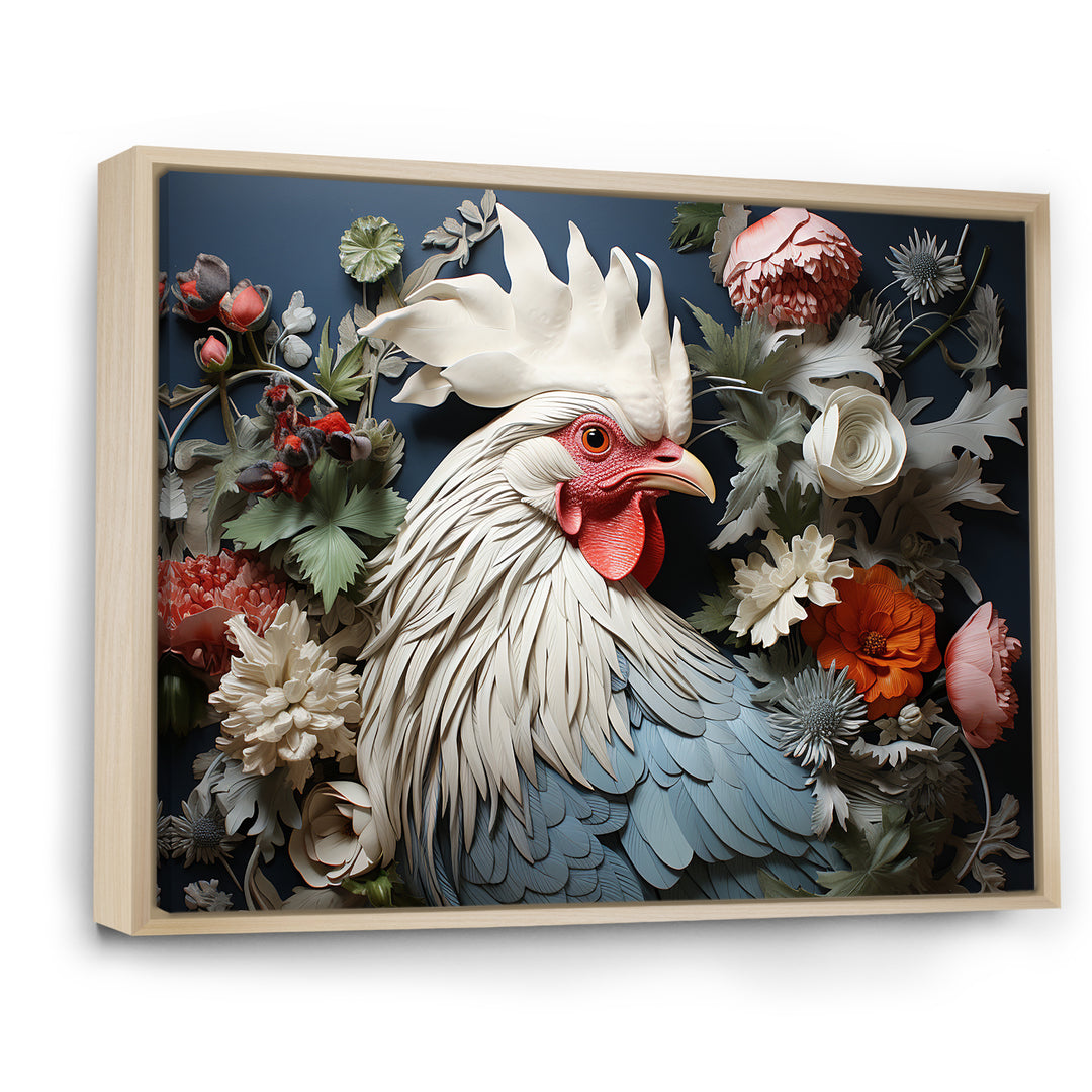 Loyal Flower Rooster Portrait - Rooster Wall Art Prints