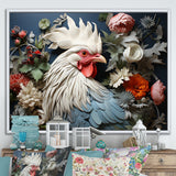 Loyal Flower Rooster Portrait - Rooster Wall Art Prints
