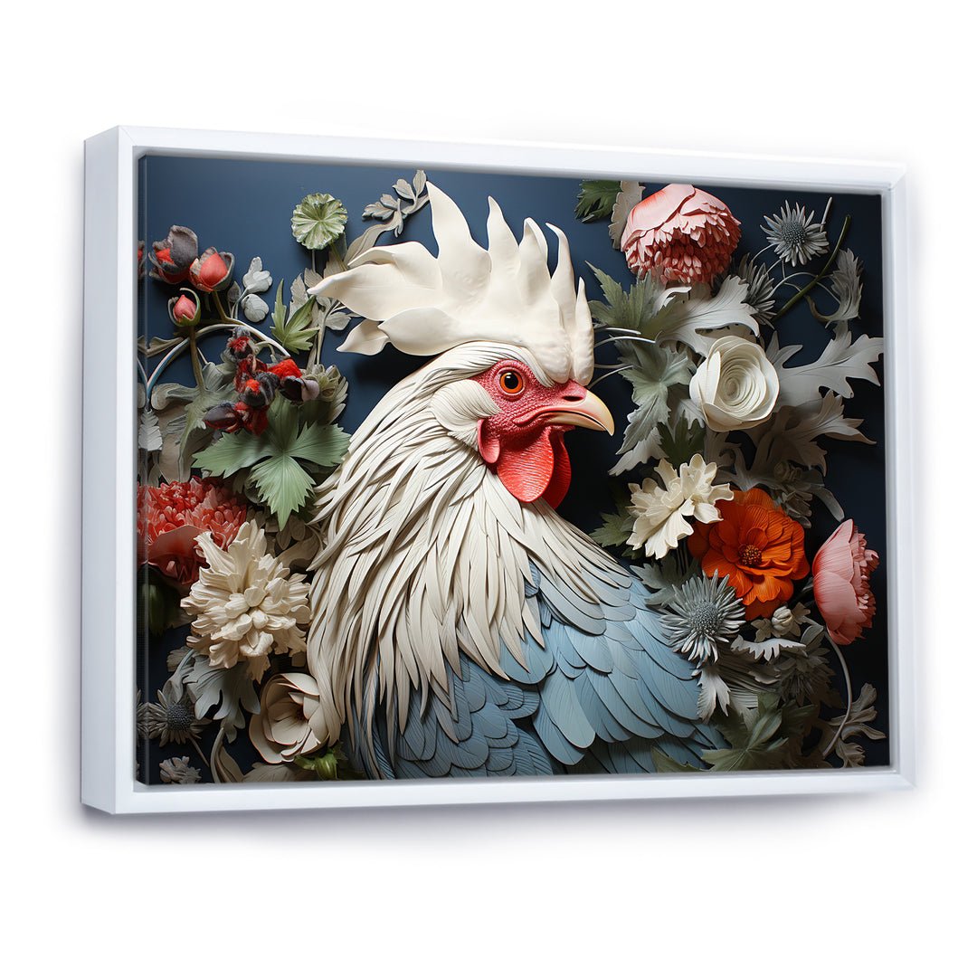 Loyal Flower Rooster Portrait - Rooster Wall Art Prints