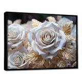 White And Gold Rose Passion - Floral Canvas Wall Art