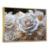 White And Gold Rose Passion - Floral Canvas Wall Art