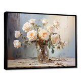 Roses Farmhouse Still Life - Floral Canvas Wall Art