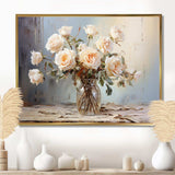 Roses Farmhouse Still Life - Floral Canvas Wall Art