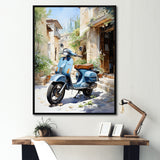 Blue Urban Scooter Vibes - Scooter Canvas Wall Art
