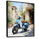 Blue Urban Scooter Vibes - Scooter Canvas Wall Art