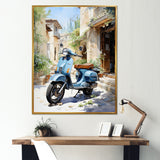 Blue Urban Scooter Vibes - Scooter Canvas Wall Art