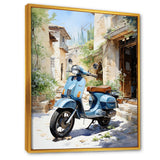 Blue Urban Scooter Vibes - Scooter Canvas Wall Art