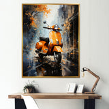 Orange Urban Scooter Vibes - Scooter Canvas Wall Art