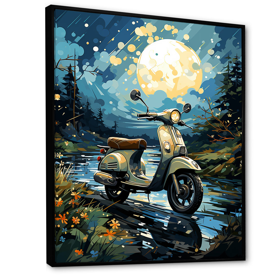 Urban Nightly Scooter Vibes - Scooter Canvas Wall Art