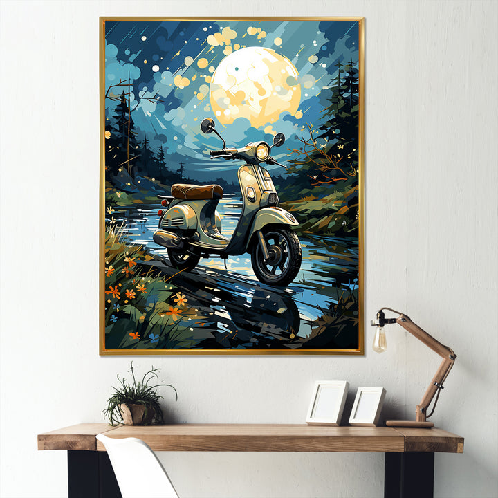 Urban Nightly Scooter Vibes - Scooter Canvas Wall Art