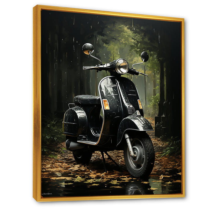Forest Path And Scooters - Scooter Canvas Wall Art