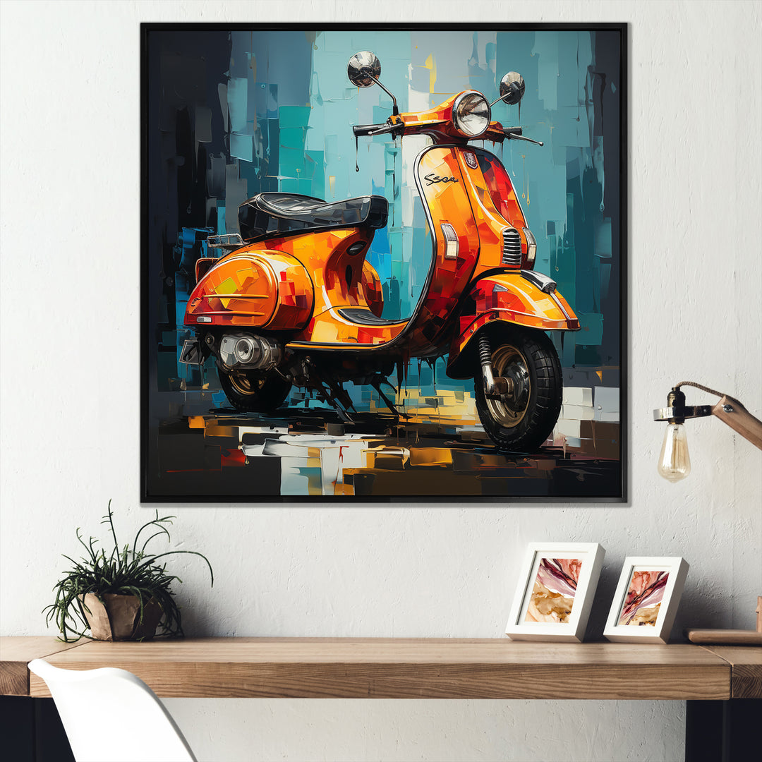 Pop Art Scooter Commute - Scooter Canvas Wall Art