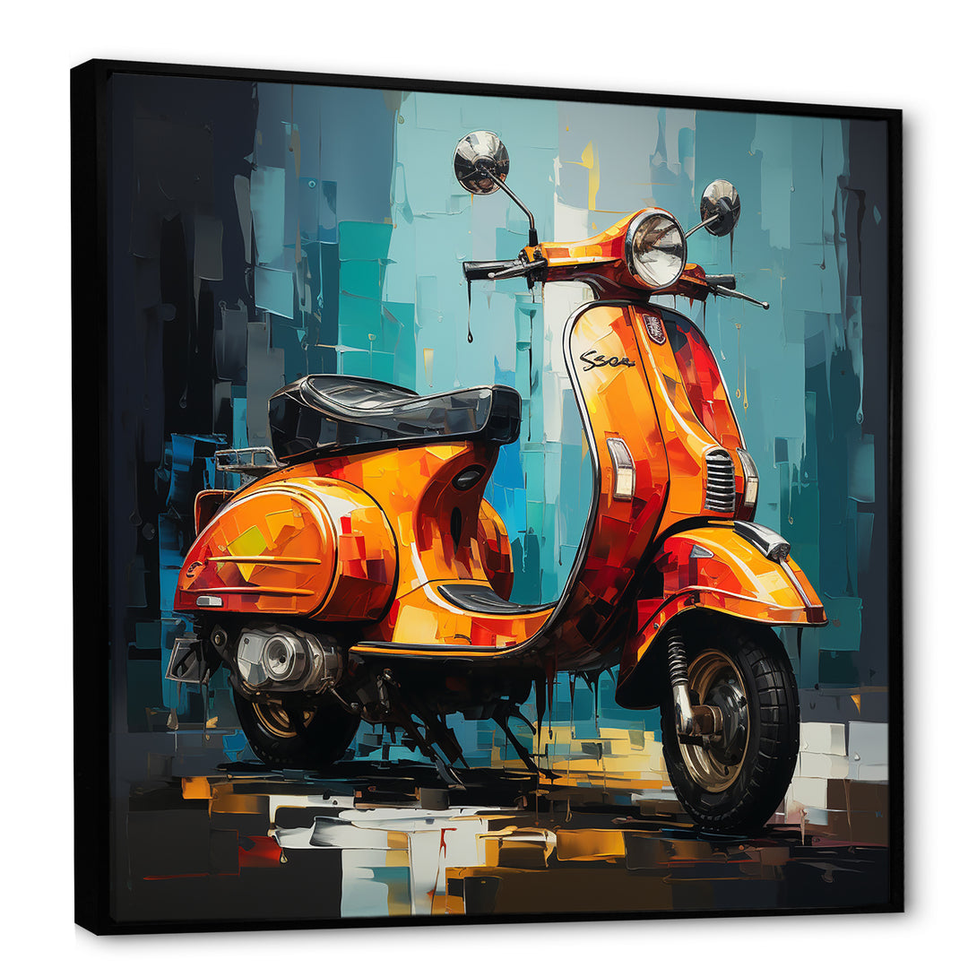 Pop Art Scooter Commute - Scooter Canvas Wall Art