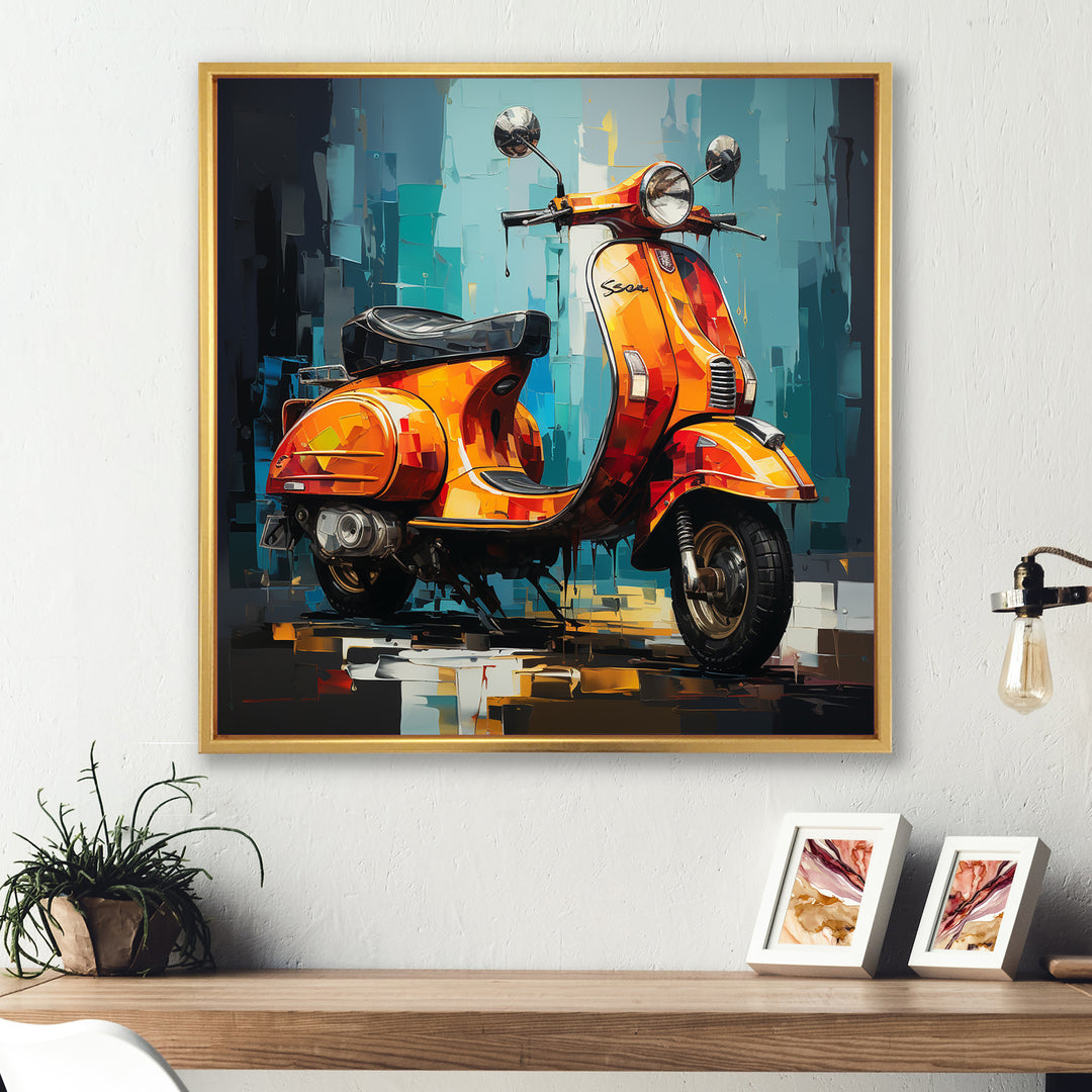 Pop Art Scooter Commute - Scooter Canvas Wall Art