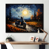 Scooter Night Exploration - Scooter Canvas Wall Art