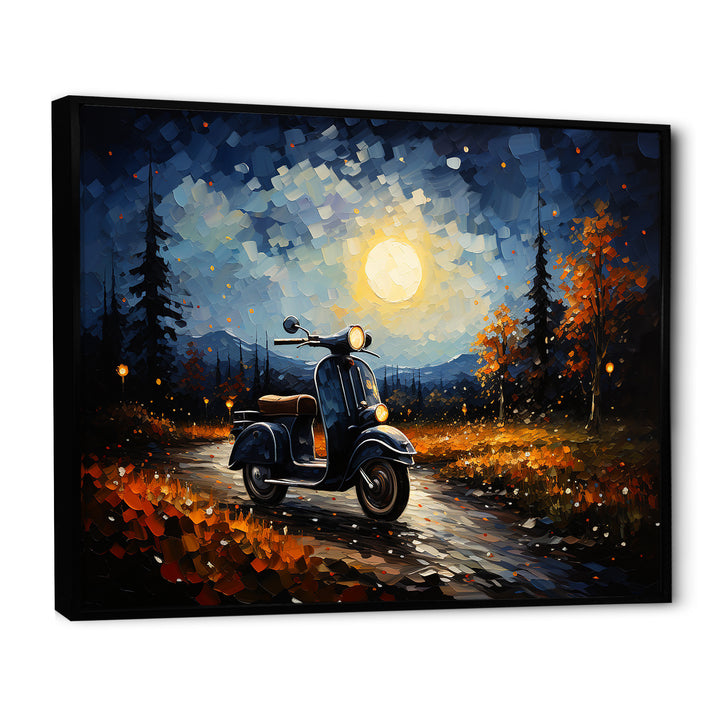 Scooter Night Exploration - Scooter Canvas Wall Art